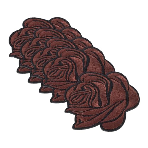 GRADENEVE 5st Rosenbeet Gestickte Aufnäher Haarspangen Aus Fell Mini-aufkleber Patches Nähen Kleiderbügel-türklammern Gestickte Applikationsaufnäher Bestickte Jacken Flecken Brown Baumwolle von GRADENEVE