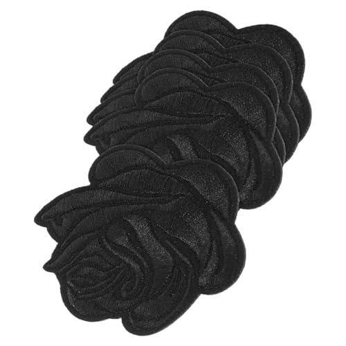 GRADENEVE 5st Rosenbeet Handgefertigte Abziehbilder Selbstklebende Türklammern Kleidungsflicken Jackenflicken Für Damen Stickereiapplikationen Patch-rosen Patch-jacken Stoff Baumwolle Black von GRADENEVE