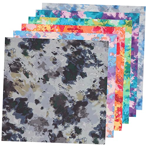 GRADENEVE 6 Blätter Batik-Patchwork mit Farbverlauf Polsterstoff Tarnmaterial Camo-Stoff Vinyl für die Maschine bastelzeug handwerkskunst dekostoff DIY liefert quadratischer Stoff Baumwolle von GRADENEVE