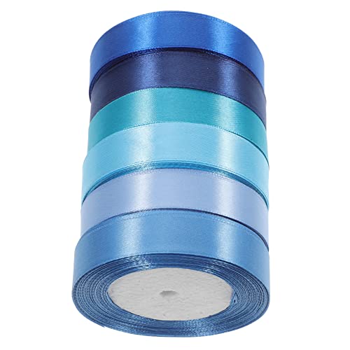 GRADENEVE 6 Rollen 25cm Band Schneidbares Paketband Verschleißfestes Verpackungsband Hochzeitstortendekorationen Festivalband Hochzeitsfeier-dekorationsband Geschenkband Polyester Blue von GRADENEVE