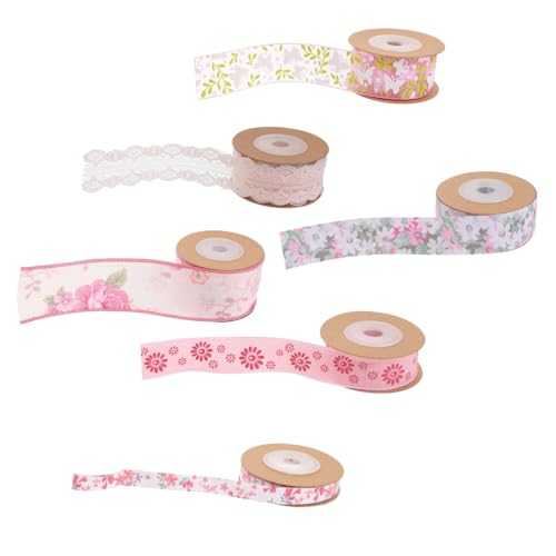 GRADENEVE 6 Rollen Schleife seidenband ribbon Geschenkverpackungsband Hochzeitseinladungen Kuchenboxen Schneidbares Bastelband Kleidungsband für den täglichen Gebrauch Geschenkband Polyester von GRADENEVE