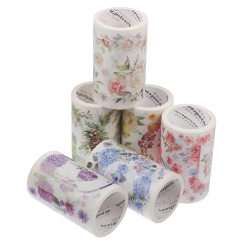 GRADENEVE 6 Rollen Washi Tape multifunktionales klebeband farbiges klebeband Vielseitiges Tape Blumenband ästhetische Aufkleber Tagebuchband Washi Tape kawaii Japanisches Papier von GRADENEVE