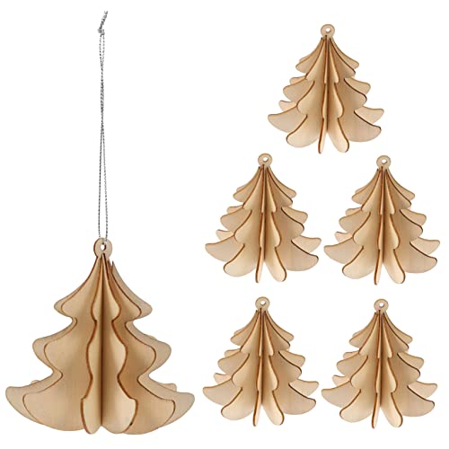 GRADENEVE 6 Stück Holz Weihnachtsbaumschmuck Zum Aufhängen Vorgebohrt Unvollendet Ideal Zum Basteln Für Kreative Weihnachtsdekoration Und Persönliche Gestaltung Des Christbaums von GRADENEVE