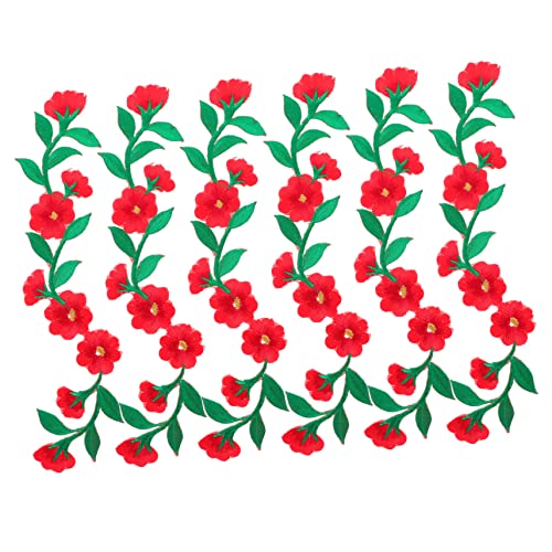 GRADENEVE 6st Pfingstrosen-stickpatch Aufnäher Süß Stickereiapplikationen Flicken Für Kleidung Stickereiflecken Blumenbeete Gestickte Aufnäher Kleidungsflicken Flicken Nähen Polyester Rot von GRADENEVE