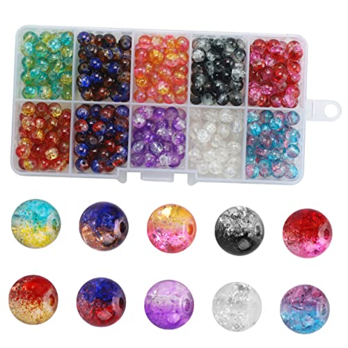 GRADENEVE Bunte Rissige Glasperlen Set 1 Box Runde Handgefertigte Abstandshalter DIY Schmuckherstellung 6mm 200 Stück von GRADENEVE