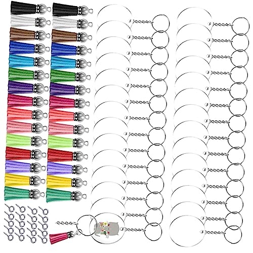 GRADENEVE DIY Schlüsselanhänger Set Mit Quasten & Acryl Wafer Kreatives Bastelset Für Individuelle Schlüsselanhänger 1 Set von GRADENEVE