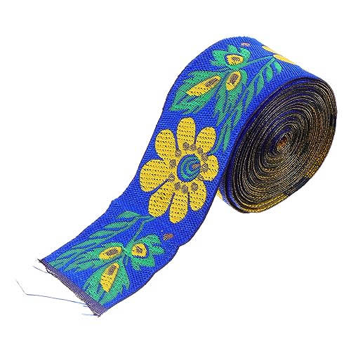 GRADENEVE Ethnisches Spitzenband scarf feichtucher Blumenmuster-Borte Blumenstickerei blaues band für handwerk bestickt gewebt gewebter Stoffbesatz besticktes Jacquardband Polyestergarn Blue von GRADENEVE