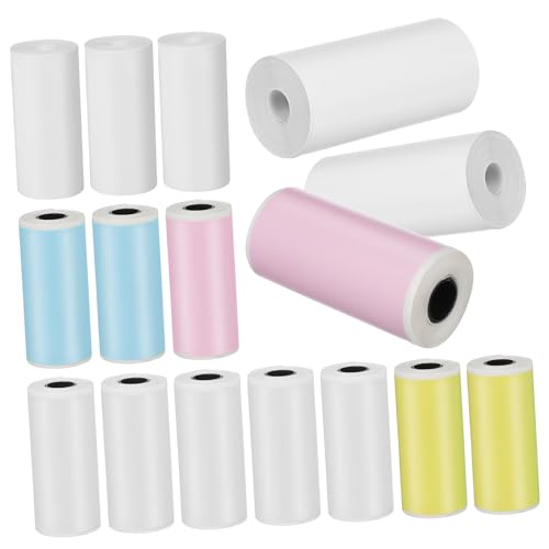 GRADENEVE Mini Printer Papierrolle Aufkleber Druckerpapier Thermodrucker Etikettenpapier Selbstklebende Sticker Für Mini Drucker Weißes Thermopapier + Farbige Aufkleber Pink Geeignet Für Pocket von GRADENEVE