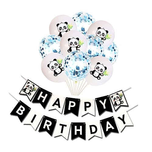 GRADENEVE Panda Thema Geburtstagsparty Luftballons Glitzernde Konfetti Luftballons Latex Luftballons Set Panda Banner Partydeko Blau von GRADENEVE