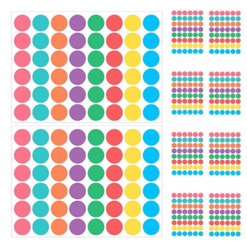 GRADENEVE Runde Selbstklebende Etiketten Aufkleber Bedruckbare Farbige Dots Wiederverwendbare Sticker Für Vielseitige Anwendungen Ideal Zum Beschriften Und Organisieren von GRADENEVE