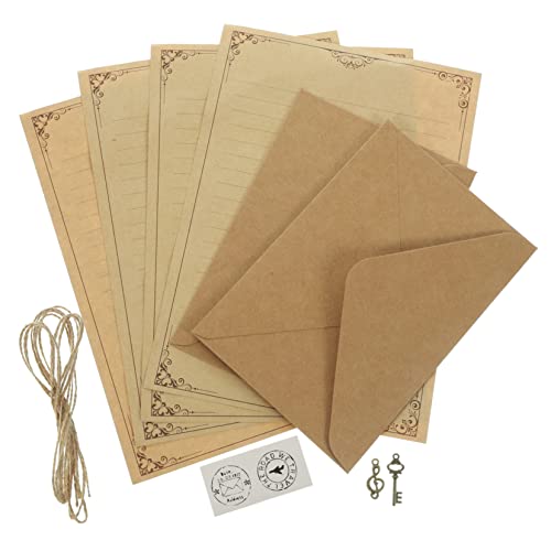 GRADENEVE Vintage Briefpapier Set 2 Sätze Retro Briefpapier Und Umschläge A5 Schreibpapier Set Ideal Für Briefe Notizen Reise Notizblock Einsatz von GRADENEVE