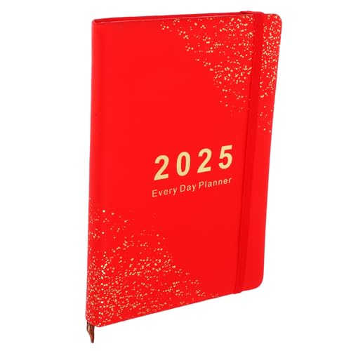 GRADENEVE Zeitplan 2025 Studentenplaner Planerbuch Englisches Zeitplan Notizbuch -notizbücher Tragbarer Planer-notizblock Agenda Notizblock Unterrichtsplaner Notizbuch 2025 Rot Papier von GRADENEVE