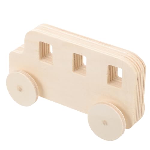 GRADENEVE bastelzeug für safe toy fun toy raufaserfarbe Unvollendete Holzdekoration Bausatz Wagen Stunt-Auto Autodekor aus Holz Autoverzierung selber machen hölzern Beige von GRADENEVE