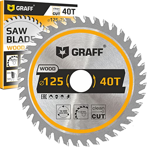 125 mm Winkelschleifer Sägeblatt für Holz, Sperrholz, Laminat, Trockenbau, Kunststoff – Trennscheibe mit 22,23 mm Bohrung – Flex Kreissägeblatt zum Feinschnitt GRAFF von GRAFF