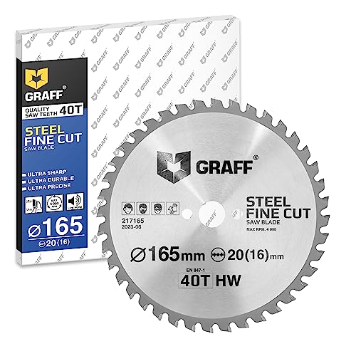 GRAFF Sägeblatt 165x20 Stahl Aluminium Baustahl Metallrohre – Kreissägeblatt 165x20 mm für Kappsäge, Tauschsäge, Tischkreissäge, Akku Handkreissäge – Professional Sägeblatt 165x20 von GRAFF