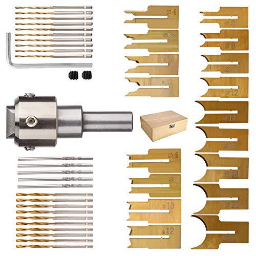 GRANDLIN 52 Stück DIY Holzbearbeitung Perlenfräser Bohrer Holz Buddha Perlen Fräser Kit mit Holzkoffer Perlenmacher Tischler Werkzeuge von GRANDLIN