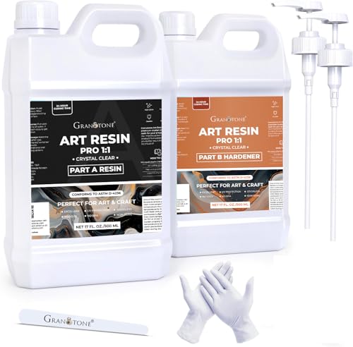 GRANOTONE Kristallklares Epoxidharz-Kunst-Set, ungiftig, selbstnivellierend, einfach zu verwendende Flüssigkeit für Kunst, Handwerk, Schmuck und Schlüsselanhängerherstellung (4 Liter-Packung) von GRANOTONE