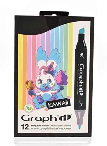 Graph'it Marker auf Alkoholbasis, 12er-Set, 2 Spitzen Soft colors von GRAPH'IT