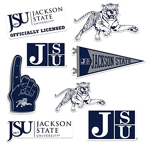 Jackson State University Tigers 7 Karat Vinyl große Deluxe-Aufkleber Variety Pack – Laptop, Wasserflasche, Scrapbooking, Tablet, Skateboard, Indoor/Outdoor – 7er-Set von GRAPHICS & MORE