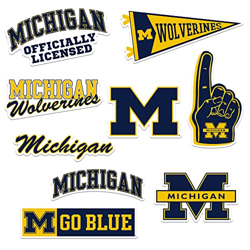 University of Michigan Wolverines 8 Karat Vinyl große Deluxe-Aufkleber Variety Pack – Laptop, Wasserflasche, Scrapbooking, Tablet, Skateboard, Indoor/Outdoor – 8 Stück von GRAPHICS & MORE