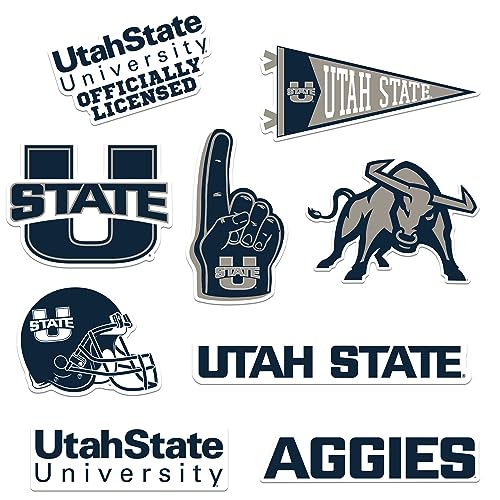 Utah State University 8 ct Vinyl Große Deluxe Aufkleber Variety Pack – Laptop, Wasserflasche, Scrapbooking, Tablet, Skateboard, Indoor/Outdoor – Set von 8 von GRAPHICS & MORE