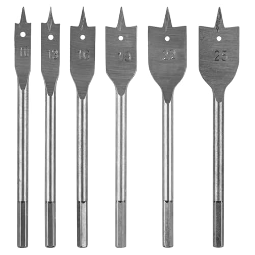 GRAPHITE Spatenbohrer-Set Holz, 6-teilig, 1/4 Zoll Schnellwechsel-Sechskantschaft, Ø 10–25 mm, flacher Holzbohrer, Flachfräsbohrer Set, Flachfräser holz von GRAPHITE