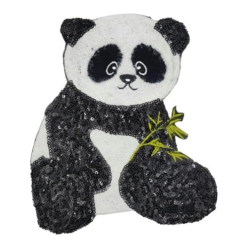 20 * 17cm Panda Große Eisen Auf Applikationen Für Kleidung Pailletten Eisen Auf Patches Für Jeans Jacke Nähen Auf pailletten Stickerei Patches DIY von GRASKY