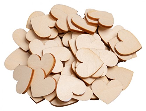 GRAVURZEILE 100 Stück 30mm Herz Holz Scheiben für DIY Handwerk Verzierungen Naturholzscheiben Tischdekorarion Herzen für Hochzeit Geburtstag von GRAVURZEILE