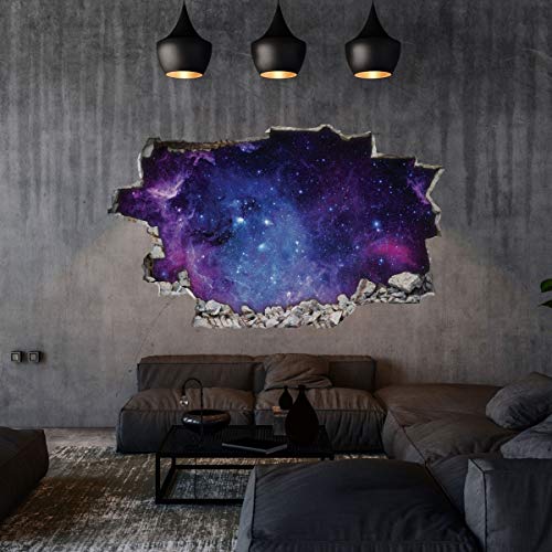 GRAVURZEILE Wandtattoo Kinderzimmer im Weltraum & Astronaut Design - Wandsticker Wandaufkleber - 3D Wanddurchbruch & Deko - Größe ca. 115 x 70 cm Farbe Weltraum V3 von GRAVURZEILE