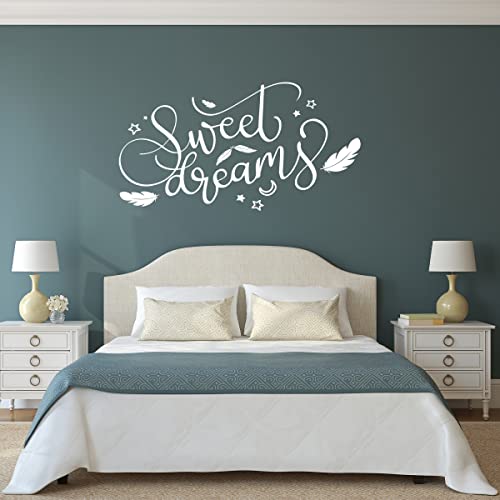 GRAVURZEILE Wandtattoo - Sweet Dreams Design - Wandtattoo für Schlafzimmer Wohnzimmer - Größe ca. 140 x 70 cm - Selbstklebend - Konturschnitt ohne Transparente oder weiße Ränder – Wanddeko von GRAVURZEILE