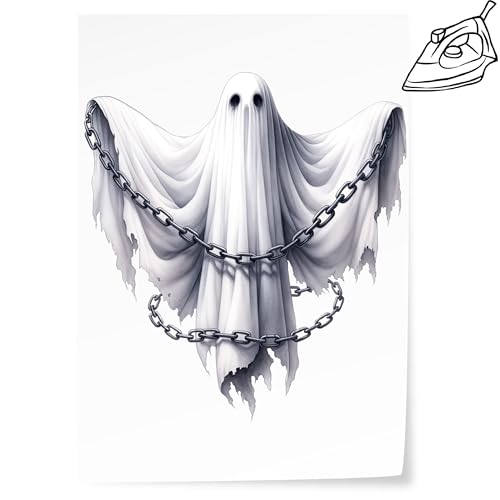 GRAZDesign Bügelbild Halloween Geist Gruselgeschenke zum aufbügeln Kostüm für Kinder und Erwachsene von GRAZDesign