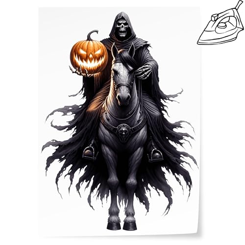 GRAZDesign Bügelbild Halloween Tod Gruselgeschenke zum aufbügeln Kostüm für Kinder und Erwachsene von GRAZDesign