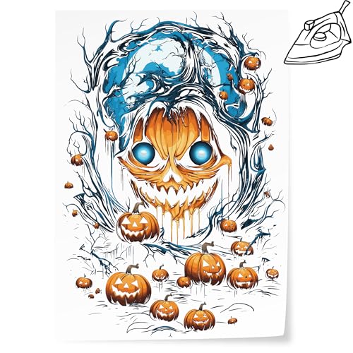 GRAZDesign Bügelbild Kürbis Halloween Grusel Shirt Textilaufkleber zum Selber aufbügeln DIN A4 Bogen von GRAZDesign