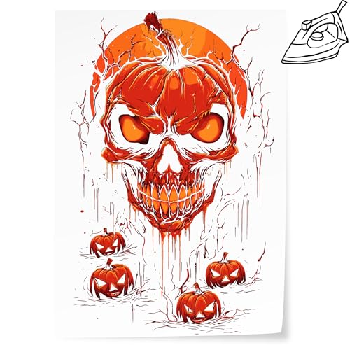 GRAZDesign Bügelbild Kürbis Halloween lustig Shirt Textilaufkleber zum Selber aufbügeln DIN A4 Bogen von GRAZDesign