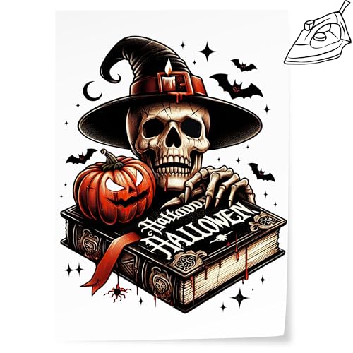 GRAZDesign Bügelbild Skelet Halloween lustig Shirt Textilaufkleber zum Selber aufbügeln DIN A4 Bogen von GRAZDesign