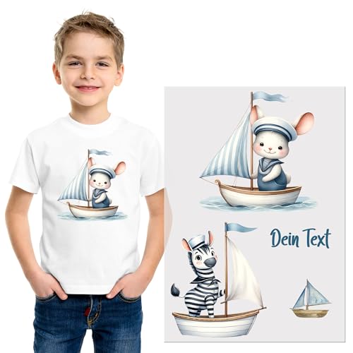 GRAZDesign Bügelbilder Set Boote für Textilien DIN A4 zum selbst aufbügeln für Kinder mit Namen personalisiert von GRAZDesign