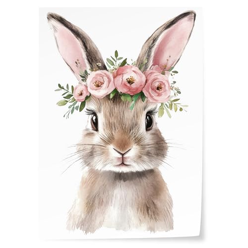 GRAZDesign Bügelbilder für Textilien - Süßer Osterhase mit Blumenkranz | Aufbügelbilder für Kleidung | Perfekt als kleine Ostergeschenke von GRAZDesign