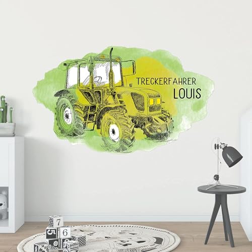 GRAZDesign Trecker Wandtattoo Kinderzimmer Junge Traktor personalisiert mit Namen Wandaufkleber 147x90cm von GRAZDesign