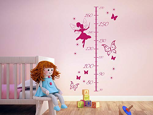 GRAZDesign Wandsticker Babyzimmer Deko Messlatte Kind Maßband, Wachstumsmesser Kinderzimmer Feen und Elfen, Wandtattoo Mädchen / 100x57cm / 070 schwarz von GRAZDesign