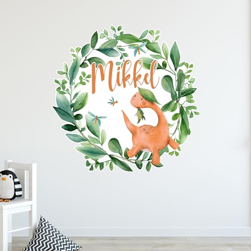 GRAZDesign Wandtattoo Dinosaurier Dino mit Namen Kinderzimmer Babyzimmer Jungen, Wandaufkleber personalisiert - 57x57cm von GRAZDesign