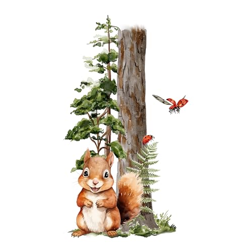 GRAZDesign Wandtattoo Eichhörnchen im Wald, Waldtiere Wandsticker für Babyzimmer und Kinderzimmer, Wandeko für Jungen und Mädchen - 101x57cm von GRAZDesign