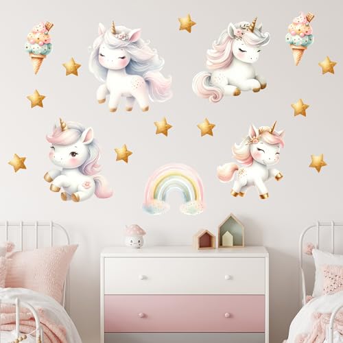 GRAZDesign Wandtattoo Einhorn Set Kinderzimmer Mädchen, Wandsticker XXL - 100x57cm von GRAZDesign