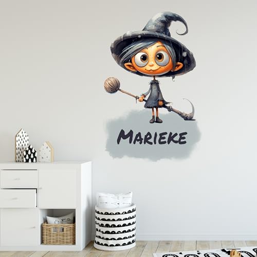 GRAZDesign Wandtattoo Hexe mit Namen personalisiert, Wandaufkleber Kinderzimmer - 75x50cm von GRAZDesign