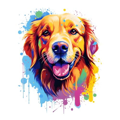 GRAZDesign Wandtattoo Hund Golden Retriever buntes cooles Wandsticker für Jugendzimmer, Kinderzimmer, Wohnzimmer Wandaufkleber - 38x30cm von GRAZDesign