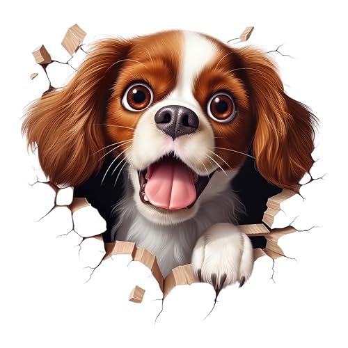 GRAZDesign Wandtattoo Hund Wanddurchbruch Wandriss lustiges Motiv, Wandaufkleber Kinderzimmer, Wohnzimmer, Flur - 51x50cm von GRAZDesign