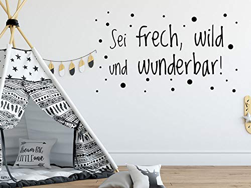 GRAZDesign Wandtattoo Sei Frech Wild und Wunderbar, Sprüche Kinderzimmer, Jugendzimmer, Motivation Wand, für Jungen Mädchen, 100x57cm, 010 weiss von GRAZDesign