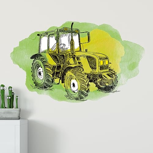 GRAZDesign Wandtattoo Traktor Trecker Kinderzimmer, Wand Aufkleber Tattoo Kinder Auto, Bauernhof Wandaufkleber für Jungenzimmer & Teenager 65x40cm von GRAZDesign