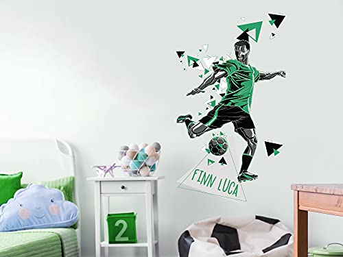 GRAZDesign Wandtattoo Fussball Fußballer personalisiert mit Name groß in vielen Farben für Kinderzimmer/Jungenzimmer / 100x57cm von GRAZDesign