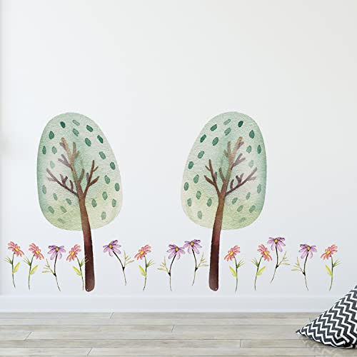 GRAZDesign Wandtattoo Bäume & Blumen | Waldtiere Set für Kinderzimmer | Wandsticker Babyzimmer | im Set enthalten Zwei Bäume mit Blüten, Blattgröße: 100x57cm von GRAZDesign