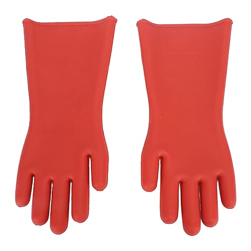 GRCFUMO 1 Paar elektrisch isolierte Handschuhe, 1,8 mm Dicke, rote Gummi-Schutzhandschuhe, Isolierhandschuhe für Hochspannungs-Elektroarbeiten von GRCFUMO